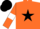 Silk - Orange, black star, black armlets on white sleeves, black cap