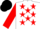 Silk - White, red stars and sleeves, black cap