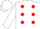 Silk - White, red diagonal spots, white sleeves and cap