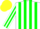Silk - White body, green striped, white arms, green striped, yellow cap
