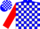 Silk - Blue and white blocks, red sleeves