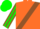 Silk - Orange, brown sash, brown and green striped sleeves, green cap