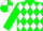 Silk - Green, white band of diamonds, green sleeves, white armbands, quartered cap