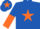 Silk - Royal blue, dayglo orange star, halved sleeves, royal blue cap, dayglo orange star