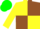 Silk - Yellow body, brown quartered, yellow arms, green cap