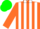 Silk - Orange and white stripes, white collar, spring green cap