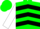 Silk - Green, white 'v', black chevrons on white sleeves, green cap