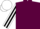 Silk - Maroon, white and black striped sleeves, white cap