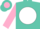 Silk - Turquoise, pink 'l' on white ball, pink sleeves