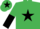 Silk - Emerald green, black star, halved sleeves, black star on cap