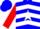 Silk - Blue, red 'bc' on white star, white chevrons on red sleeves