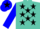 Silk - Turquoise blue, black stars, turquoise blue sleeves and cap, black star and peak