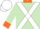 Silk - Light green, white cross sashes, orange collar and cuffs, white cap, orange visor
