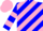 Silk - blue, pink diagonal stripes, pink hoops on sleeves, pink cap