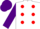 Silk - White, red spots, purple sleeves and cap