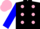 Silk - Black, pink spots, blue sleeves, pink cap