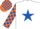 Silk - White, royal blue star, royal blue and orange checked sleeves and cap