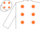 Silk - White, orange spots, white sleeves, white cap, orange spots