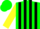 Silk - Green body, black striped, yellow arms, green cap