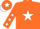 Silk - Orange, white star, orange sleeves, white stars, orange cap, white star and peak