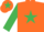 Silk - Orange, emerald green star, sleeves and star on cap
