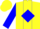 Silk - Yellow, blue diamond panel, blue 'h/g' on sleeves, yellow cap