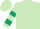 Silk - Light green, dark green triangular panal, two dark green hoops on sleeves, dark green and light green cap