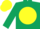 Silk - Dark green body, yellow disc, dark green arms, yellow cap, dark green hooped