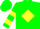 Silk - Green, yellow diamond frame, yellow bars on sleeves, green cap