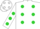 Silk - White, lime green polka dots