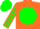 Silk - Orange, orange 'l' on green ball, green diamond stripe on sleeves, green cap