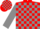 Silk - Red, grey blocks on sleeves