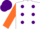 Silk - White, purple spots, orange sleeves, purple cap