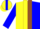 Silk - Yellow and blue halves, brown panel, yellow bars on blue sleeves