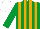 Silk - Emerald Green and Orange stripes, White cap