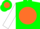 Silk - Green, orange ball, white sleeves