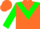 Silk - Orange, green chevron, green armlet on sleeves, orange cap