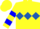 Silk - Yellow, royal blue diamond hoop, blue bars on sleeves