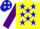 Silk - Yellow, blue stars, purple sleeves and cap, yellow stars