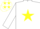 Silk - White, yellow star, white sleeves and cap, yellow stars