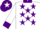 Silk - White, purple stars, collar and cuffs, white sleeves, purple cap, white star