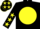 Silk - Black, yellow ball, black 'jr', yellow stars on sleeves, black cap, yellow stars
