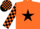 Silk - Orange, black star, checked sleeves and cap