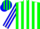 Silk - Green, blue and white stripes
