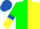 Silk - green and yellow halved horizontally, halved sleeves, royal blue armlets, royal blue cap, yellow peak