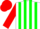 Silk - White, red & green stripes, red  sleeves, red cap