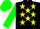 Silk - Black, yellow stars, green sleeves and cap