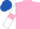 Silk - pink, white sleeves, pink armlets, royal blue cap