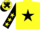 Silk - Dayglo yellow, black star, black sleeves, dayglo yellow stars and cap, black star and peak