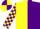 Silk - Yellow and purple (halved), checked sleeves, quartered cap